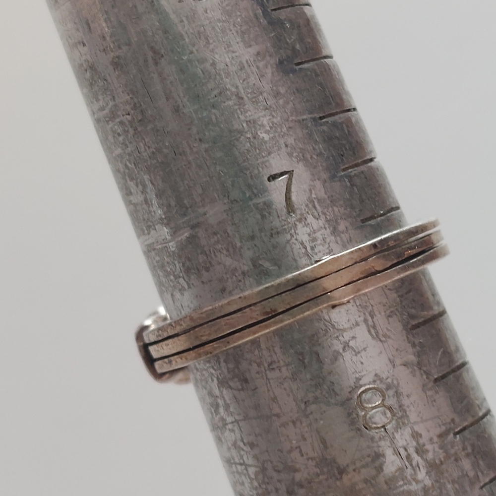 Vtg Rare 925 Sterling Fede Gimmel Clasped Hand Triple Band Bethrothal Ring 7.5 - Picture 7 of 8